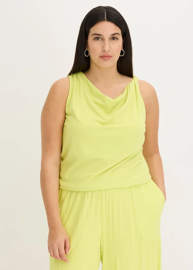 Top à détail torsadé, Couleur: jaune citron