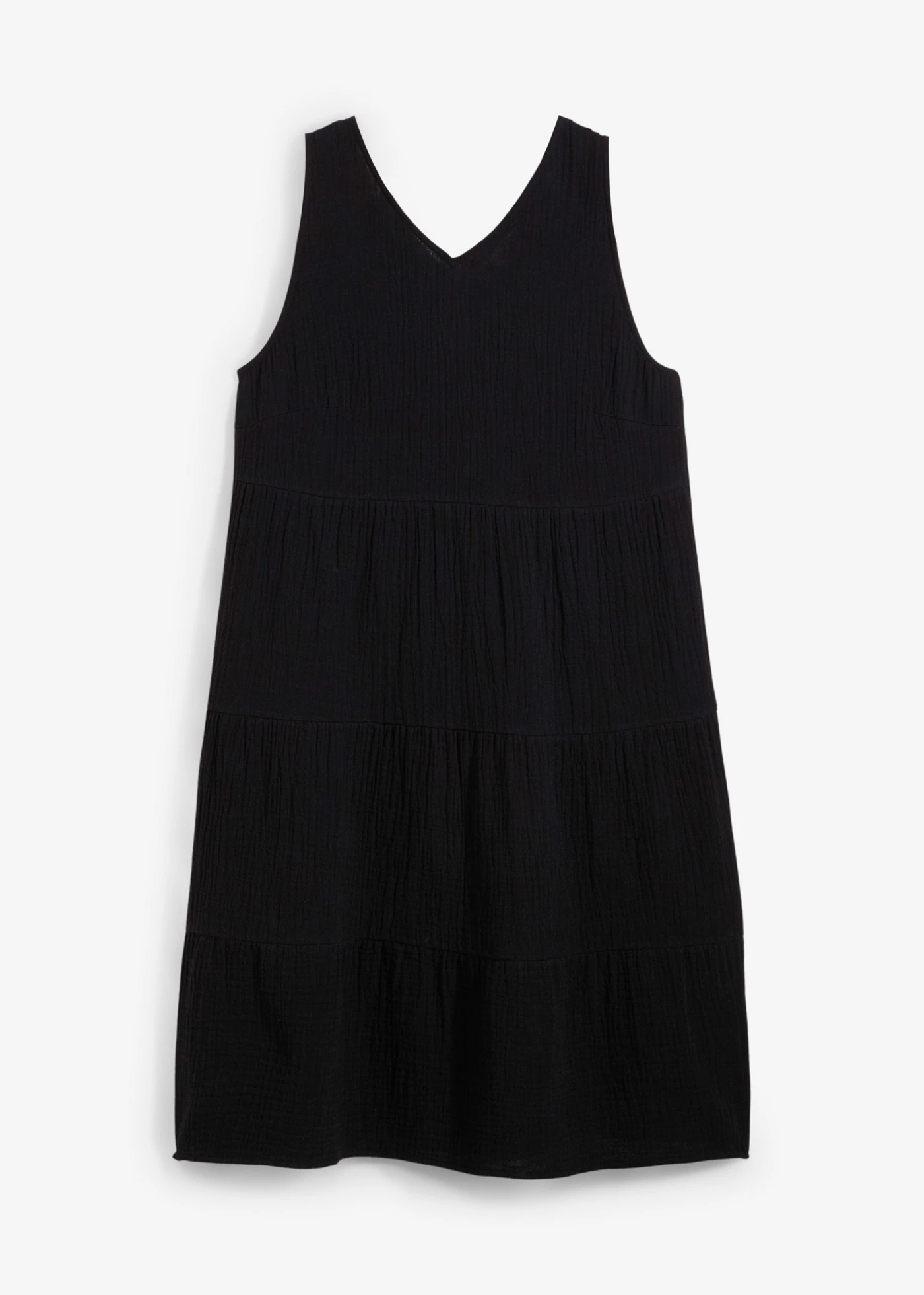 Šaty na ramínka z měkkého mušelínu • černá • bonprix obchod