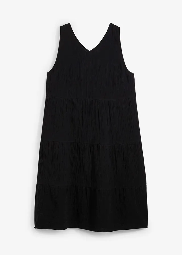 Robe à bretelles en gaze de coton douce, Couleur: noir