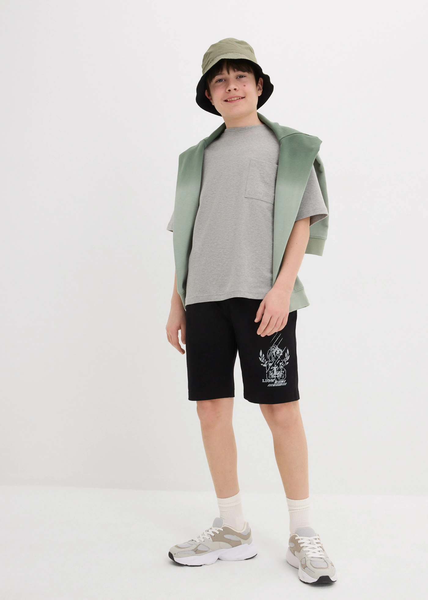 Žerzejové bermudy s organickou bavlnou (2 ks v balení) • černá + světle šedý melír • bonprix obchod