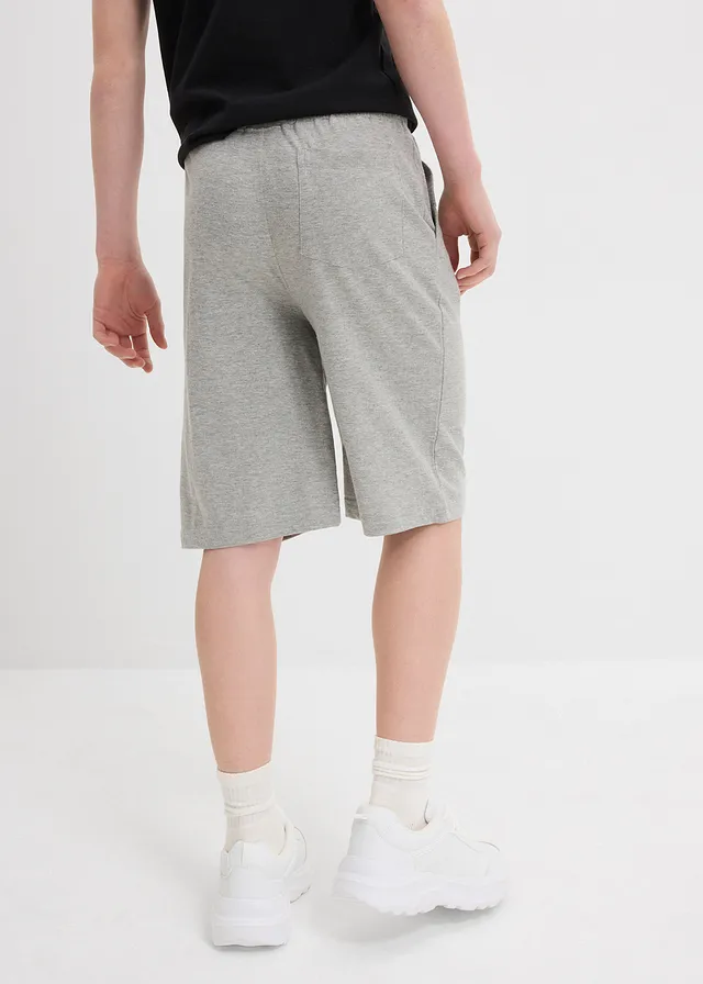 Jongens shirt bermuda (set van 2), Kleur: zwart+lichtgrijs gemêleerd