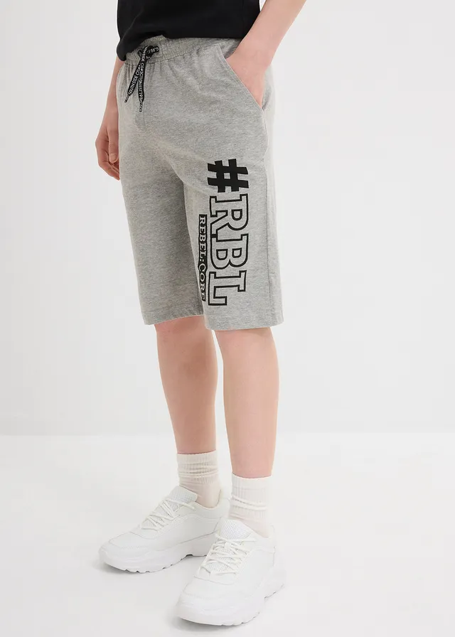 Jongens shirt bermuda (set van 2), Kleur: zwart+lichtgrijs gemêleerd