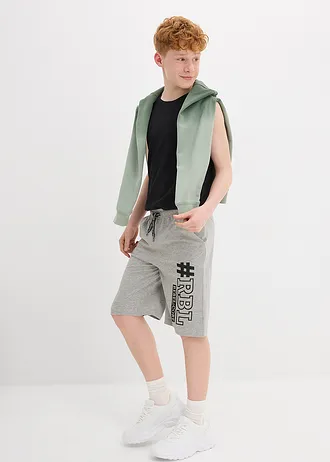 Teplákové bermudy, pro chlapce (2 ks v balení) • černá + světle šedý melír • bonprix obchod