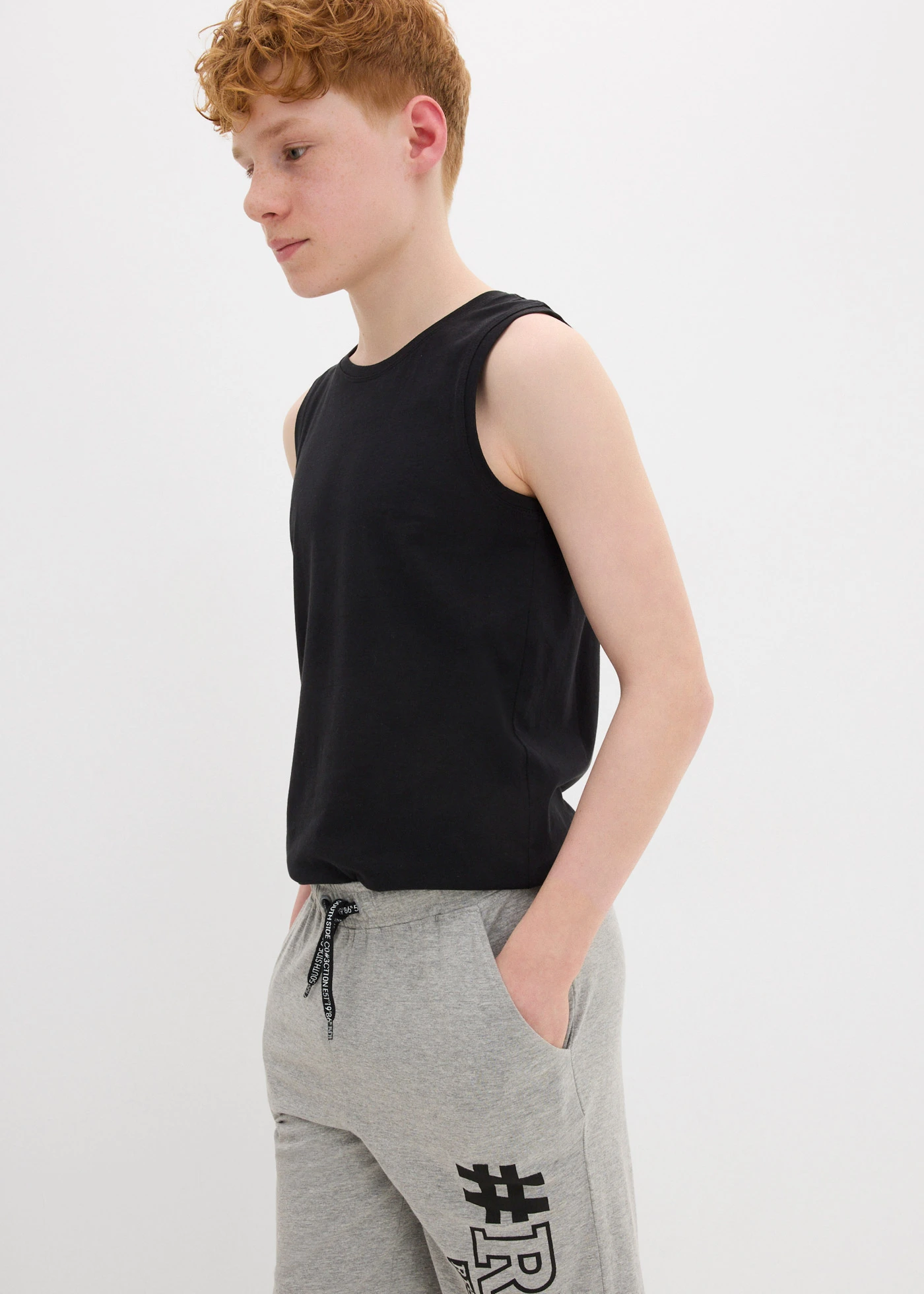 Teplákové bermudy, pro chlapce (2 ks v balení) • černá + světle šedý melír • bonprix obchod