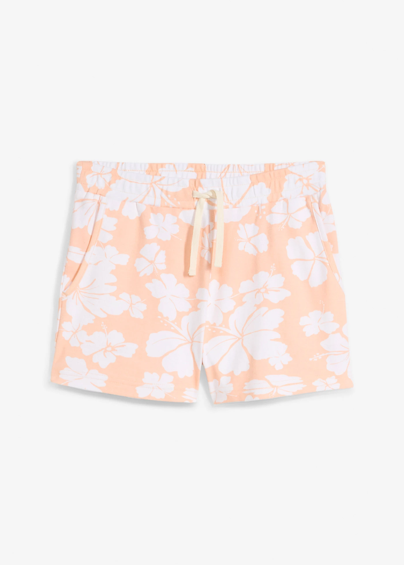 Žerzejové šortky z čisté organické bavlny • broskvová melba-bílá s květy • bonprix obchod