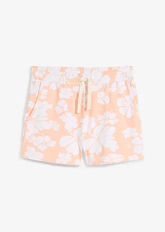 Žerzejové šortky z čisté organické bavlny • broskvová melba-bílá s květy • bonprix obchod