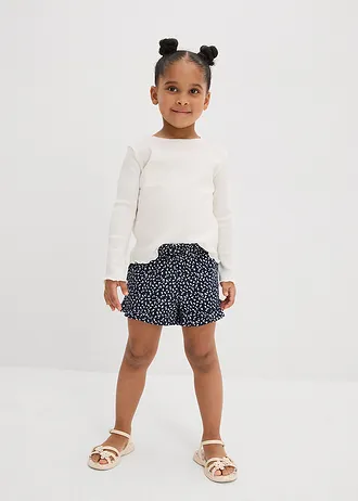 Žerzejové šortky z čisté organické bavlny (3ks v balení) • tmavě modrá + přírodní bílá + tmavě modrá s potiskem • bonprix obchod