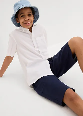 Šortky bez zapínání, ze vzdušné lněné směsi, Regular Fit • tmavě modrá • bonprix obchod