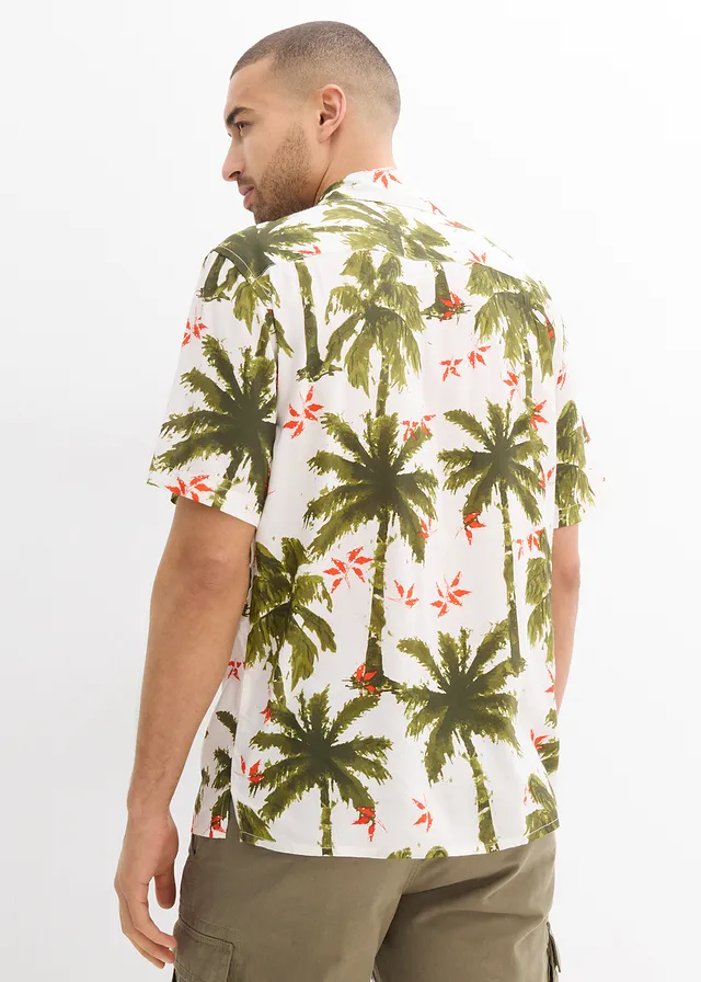 Chemise manches courtes en viscose, loose, Couleur: blanc cassé/orange/olive/olive doré/olive foncé