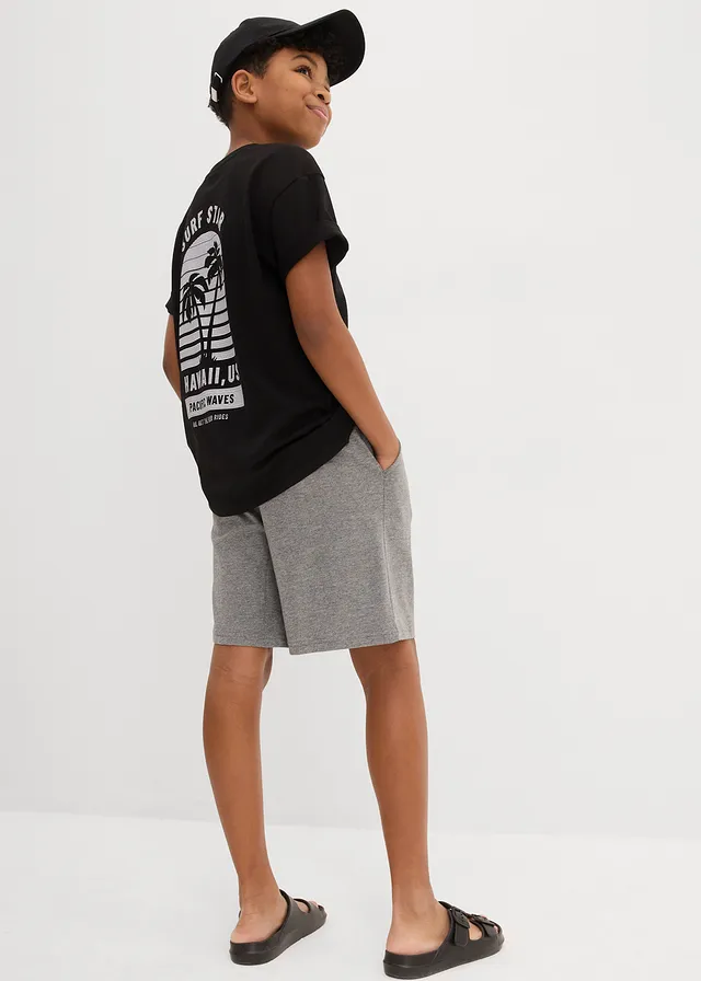Lichte jersey short (set van 2), Kleur: donkerblauw+grijs gemêleerd