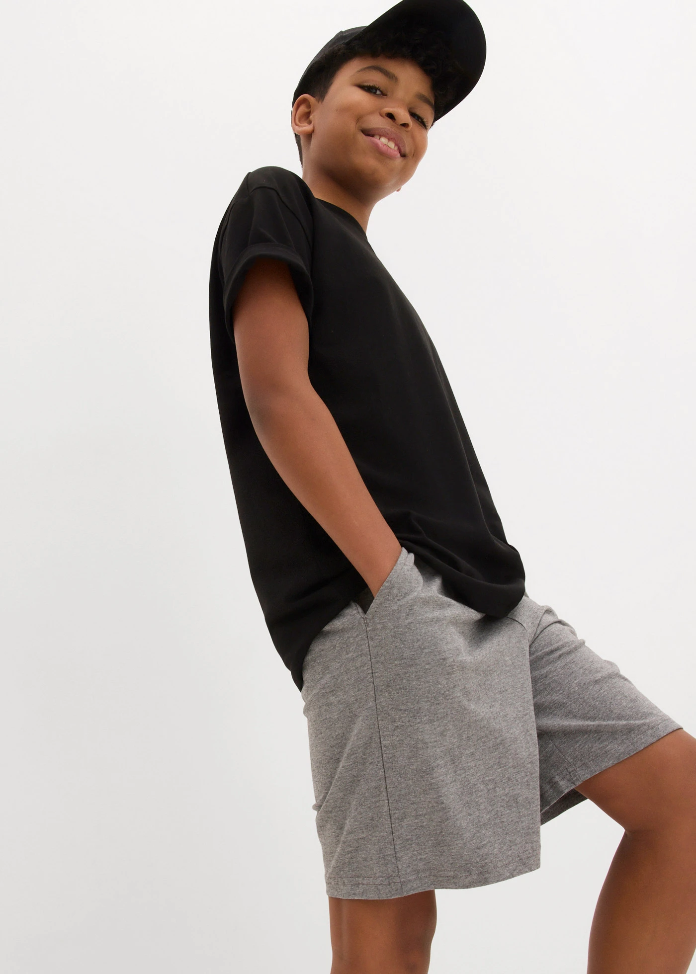 Pantaloni scurți din jerse (set/2 buc.) • bleumarin+gri melanj • magazin bonprix