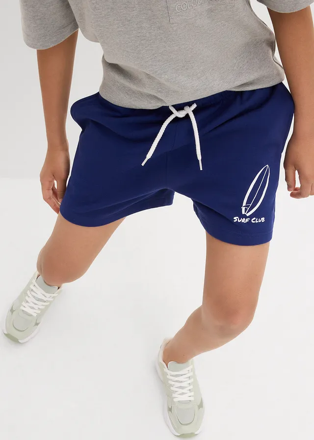Sweat short van biologisch katoen, Kleur: middernachtblauw/wit gedessineerd