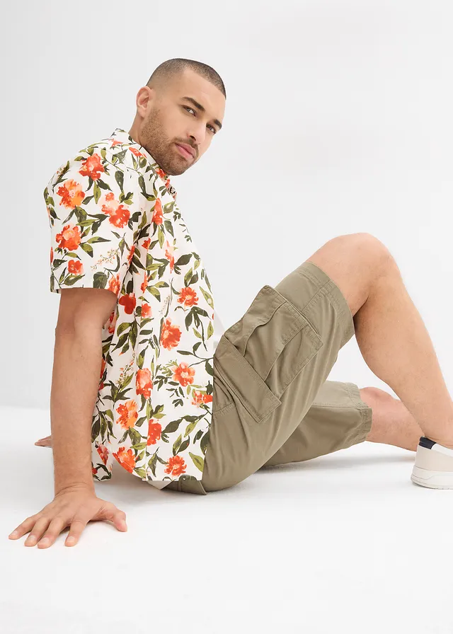 Cargo bermuda van puur katoen, loose fit • olijfgroen • product-page.page-title-suffix