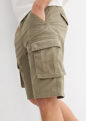 Bermuda cargo 100% coton, loose • olive • Boutique bonprix