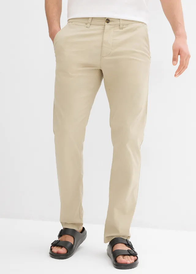 Chinosy ze stretchem o kroju regular fit, prosta nogawka • dymny khaki • sklep bonprix
