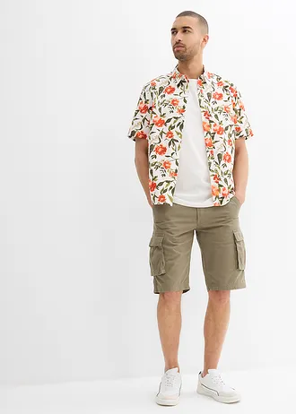 Cargobermuda van katoen, relaxed fit • olijfgroen • bonprix online shop