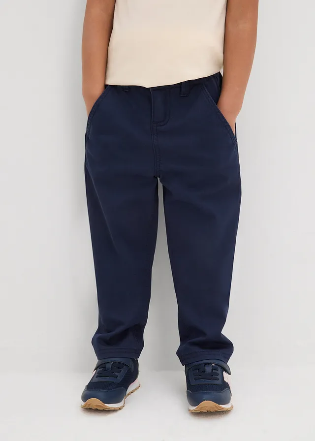 Slim Fit chino broek met verstelbare band, straight, Kleur: donkerblauw