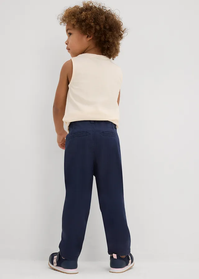 Pantalon chino droit à taille ajustable, slim, Couleur: bleu foncé