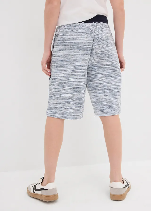 Jongens sweat bermuda in een zachte katoenmix, Kleur: blauw-wolwit gemêleerd
