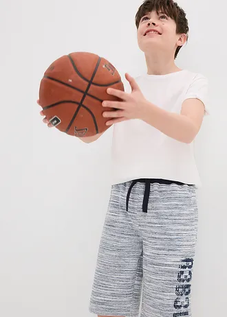 Bermudy z teplákoviny z měkké bavlněné směsi • modro-přírodní bílá s melírem • bonprix obchod