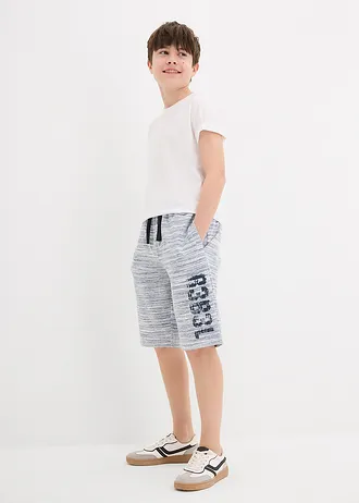 Szabadidős bermuda puha pamut-keverékből • kék-gyapjúfehér melírozott • bonprix áruház