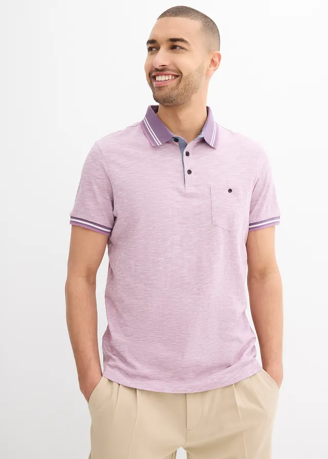 Polo 100% coton • mauve foncé chiné • product-page.page-title-suffix