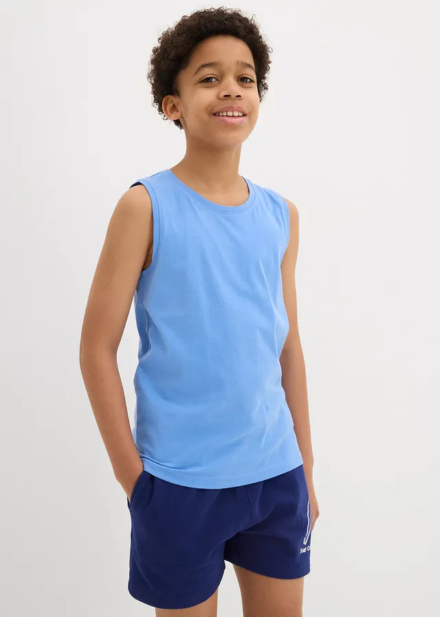 Tanktop met biologisch katoen (set van 5), Kleur: donkerblauw+wit+lichtgrijs gemêleerd+middenblauw+zwart
