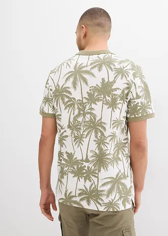 Polo en maille piquée 100% coton, slim • olive/blanc cassé • Boutique bonprix