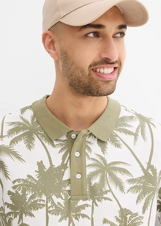 Triko polo z piké z čisté organické bavlny, Slim Fit • olivová-přírodní bílá • bonprix obchod