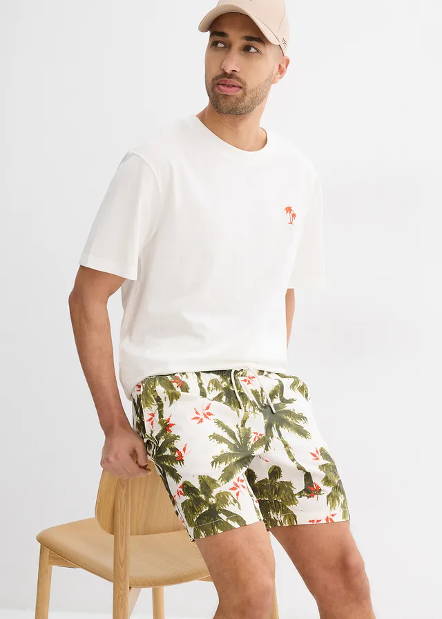 Instapshort van viscose, loose fit, Kleur: wolwit-olijfgroen-donkerolijfgroen-goud-olijfgroen-oranje