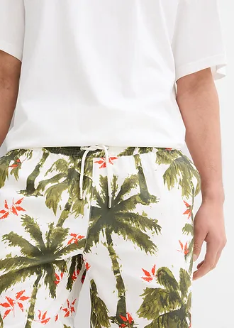 Viskózové šortky bez zapínání, Loose Fit • přírodní bílá-olivová-tmavě olivová-zlatoolivová-oranžová • bonprix obchod