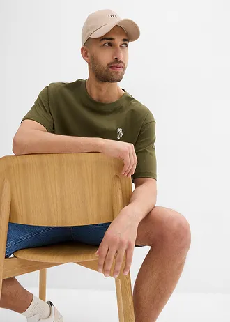 T-shirt met print achter, loose fit • donkerolijfgroen met print • bonprix online shop