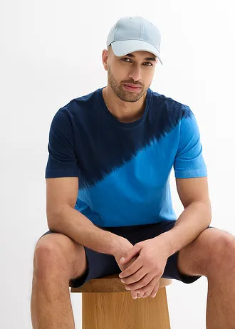 Tricou din bumbac organic 100% • albastru profund cu imprimeu • magazin bonprix