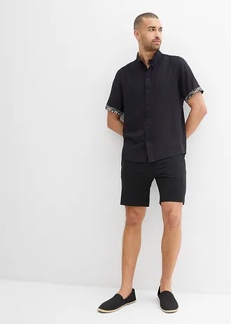 Košile s krátkým rukávem, Slim Fit, z viskózy • černá • bonprix obchod