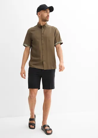 Chemise manches courtes en viscose, slim • olive foncé • Boutique bonprix