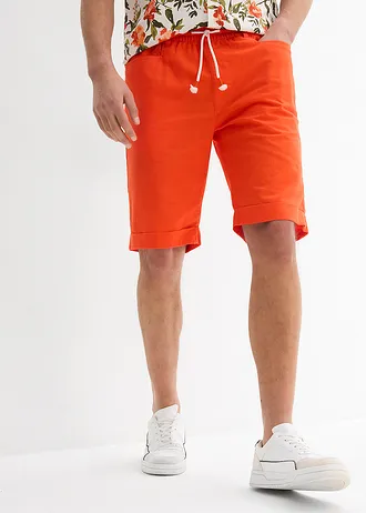Bermuda van een luchtige linnenmix, regular fit • oranje • bonprix online shop