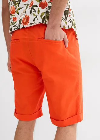 Bermudy bez zapínania z pláteného mixu, Regular Fit • oranžová • obchod bonprix