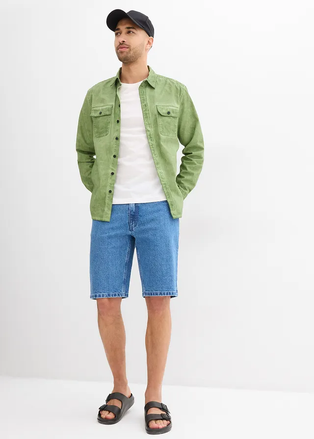 Stretch jeans bermuda, relaxed fit, Kleur: lichtblauw denim