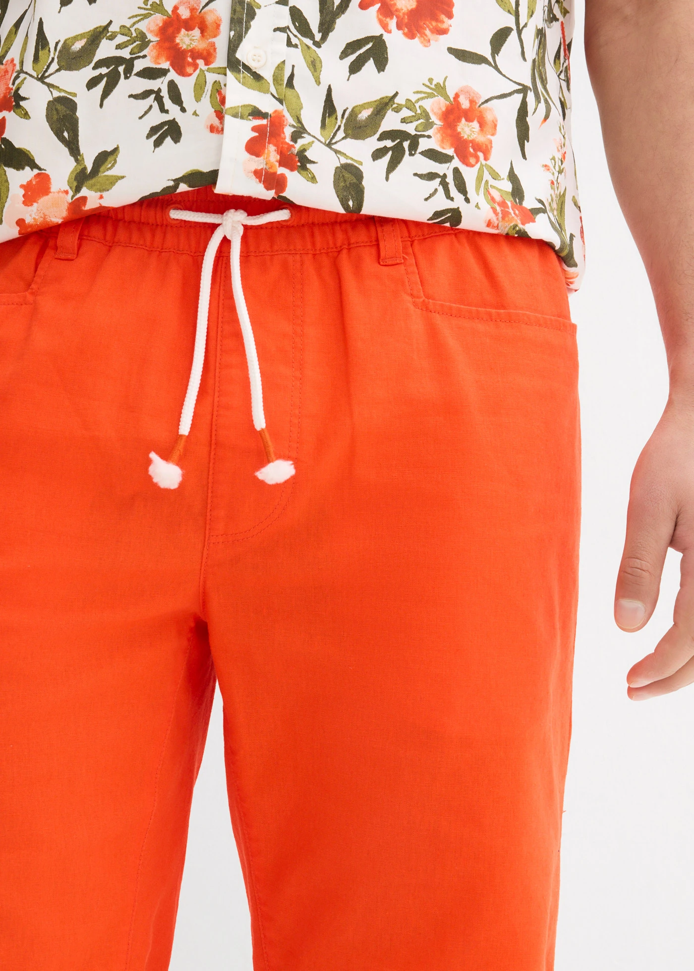 Bermudy bez zapínania z pláteného mixu, Regular Fit • oranžová • obchod bonprix