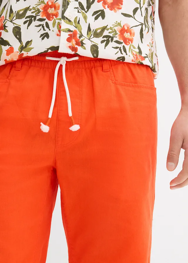 Bermuda van een luchtige linnenmix, regular fit • oranje • product-page.page-title-suffix