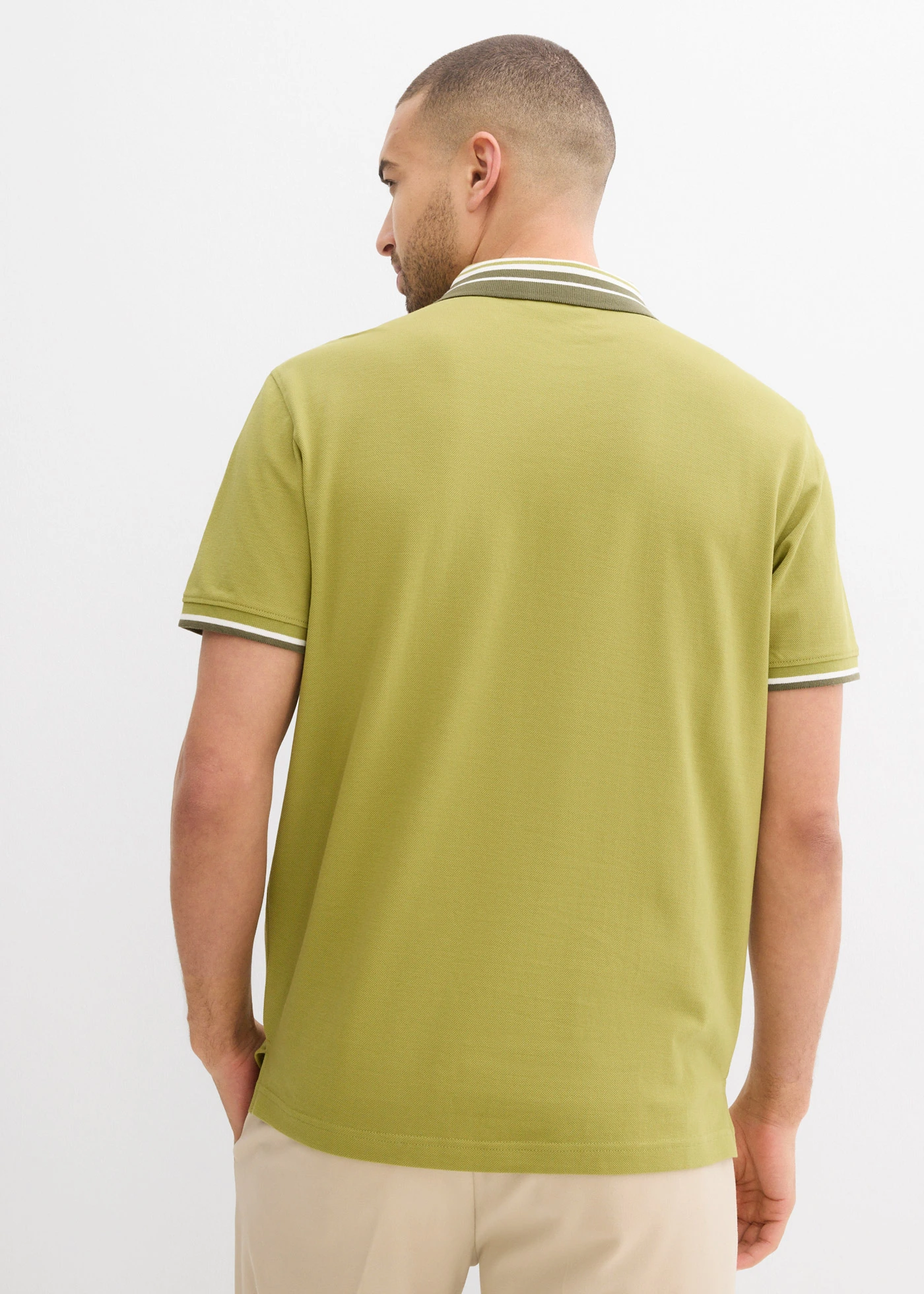 Piqué poloshirt van katoen • goud-olijfgroen-donkerolijfgroen-wolwit • bonprix online shop