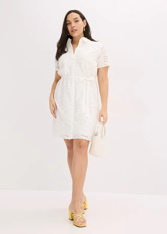 Robe-chemise en broderie anglaise, Couleur: blanc
