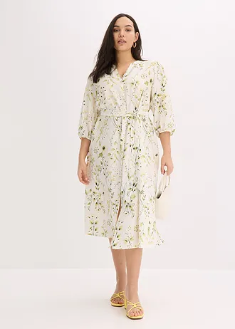 Gedessineerde blousejurk, Kleur: wolwit