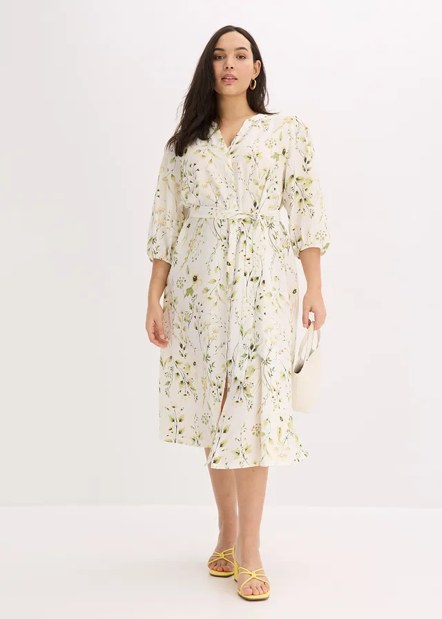 Robe-chemise imprimée, Couleur: blanc cassé