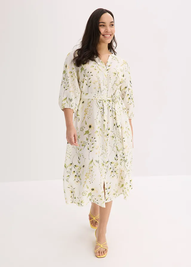 Robe-chemise imprimée, Couleur: blanc cassé