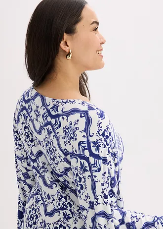 Maxi šaty z měkké viskózové směsi • bílá - modrá plus size • bonprix obchod