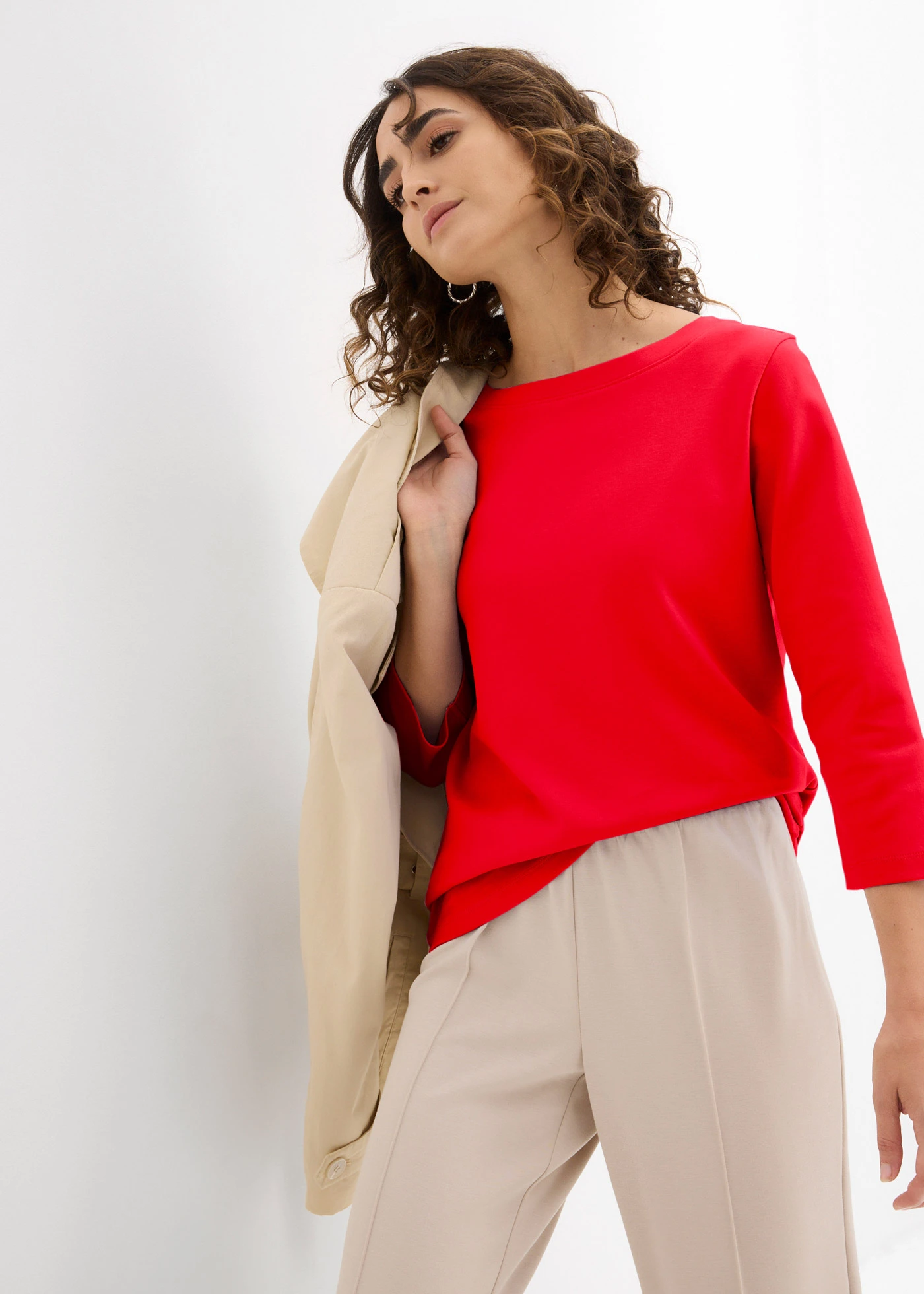 T-shirt z czystej, grubej bawełny organicznej • czerwień lawy • sklep bonprix