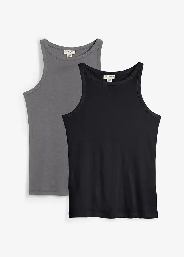 Vrúbkovaný top z bio bavlny 2 ks