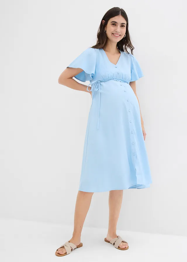 Robe de grossesse et d'allaitement avec patte de boutonnage • bleu clair • product-page.page-title-suffix