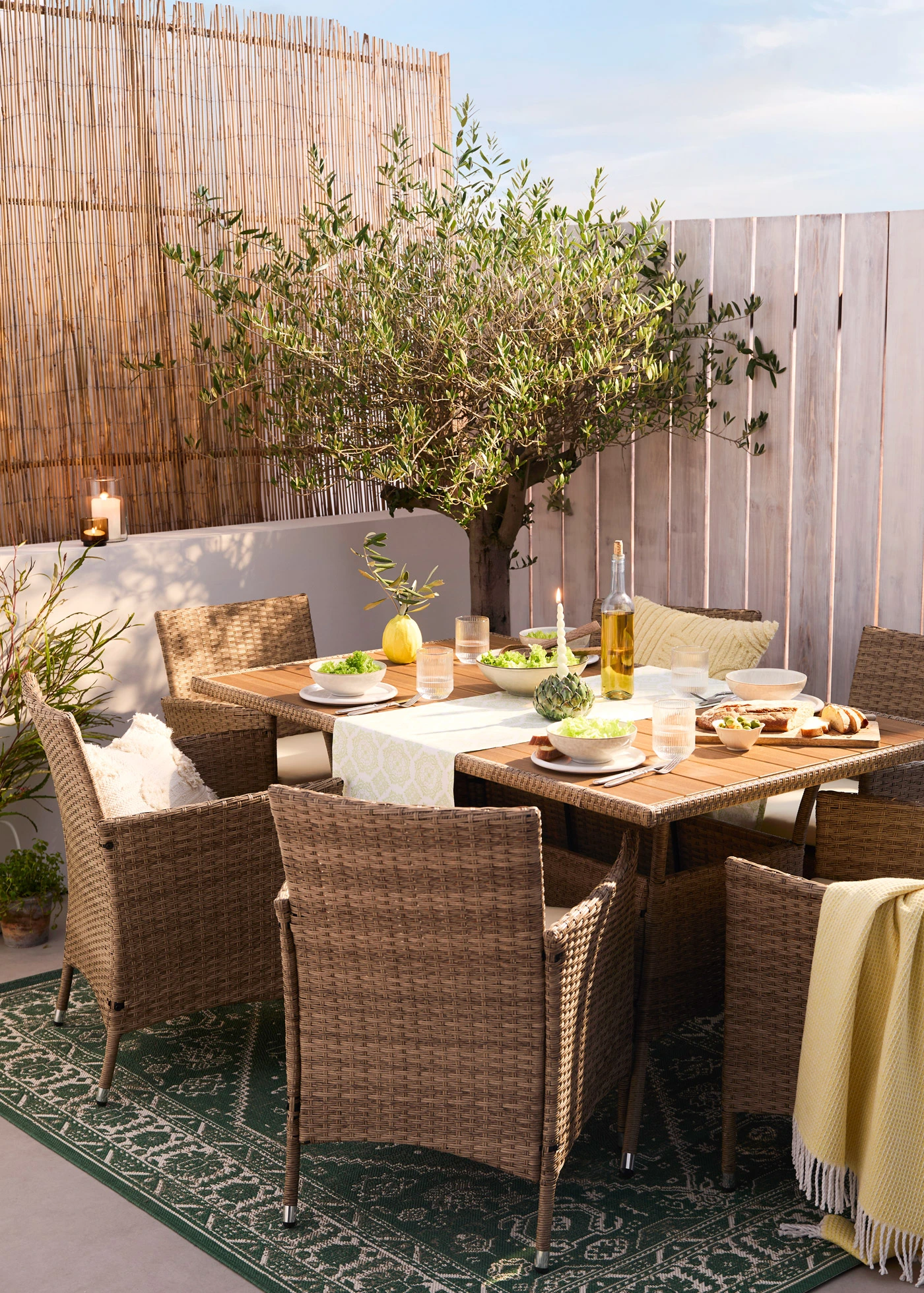 Suport lumânări tip tabletă design anghinare • verde • magazin bonprix